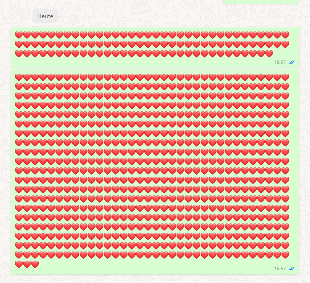 1000 rote Herzen zum Kopieren für WhatsApp
